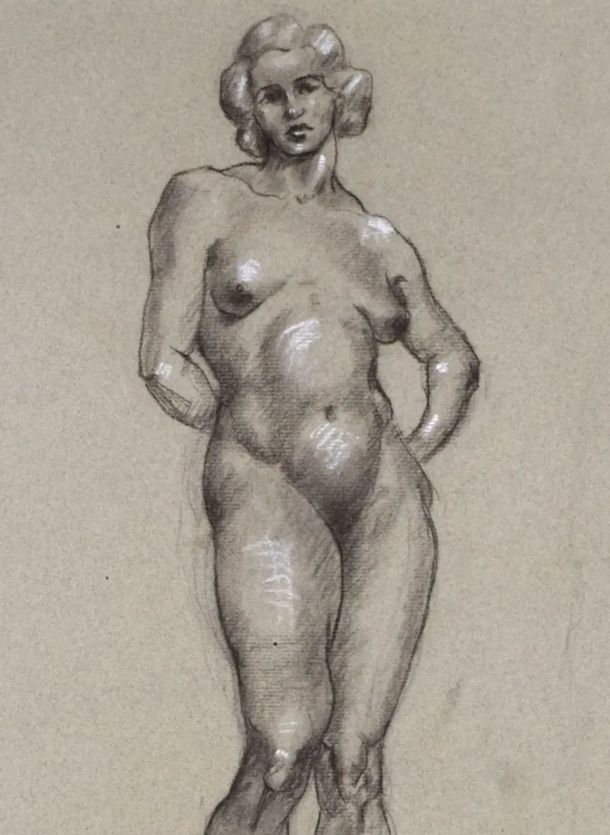 Art Deco Female Nude Drawing -Pattengill - Antiquarian Art Company - Black