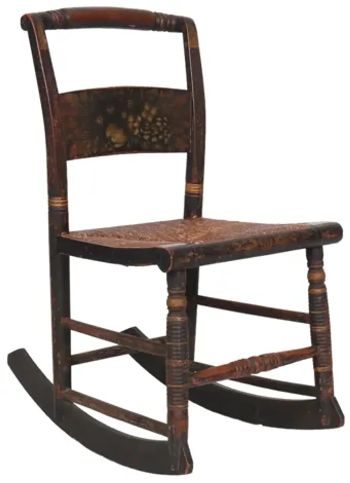 Hitchcock Style Stenciled Rocking Chair - Interesting Things - Brown