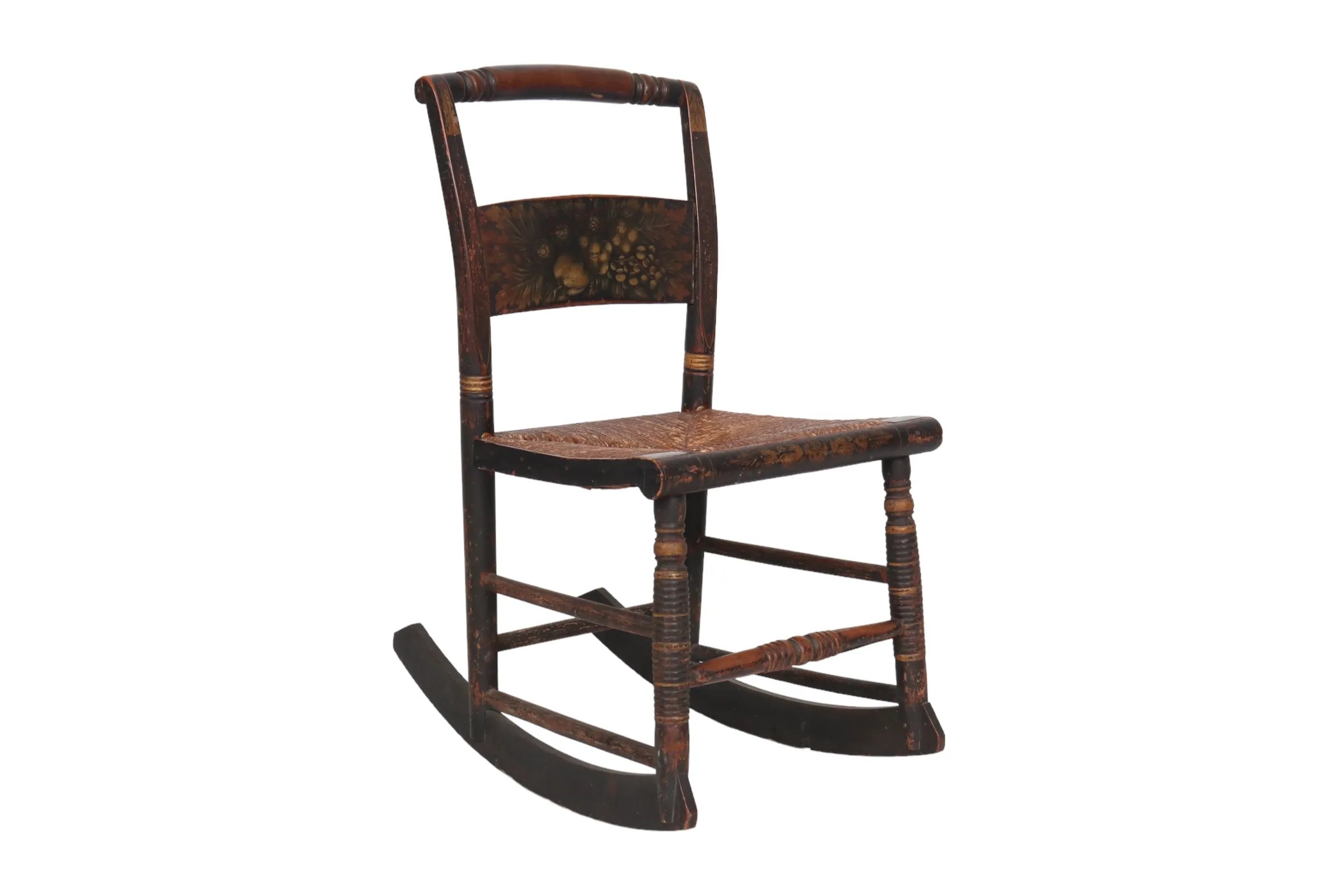 Hitchcock Style Stenciled Rocking Chair - Interesting Things - Brown