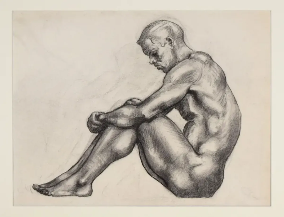 Figure Study Black Male Nude -Pattengill - Antiquarian Art Company