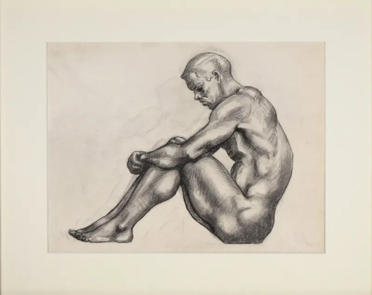 Figure Study Black Male Nude -Pattengill - Antiquarian Art Company