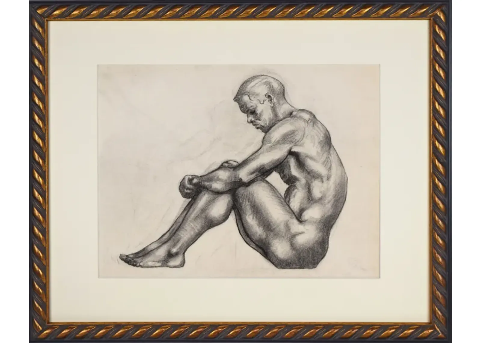 Figure Study Black Male Nude -Pattengill - Antiquarian Art Company