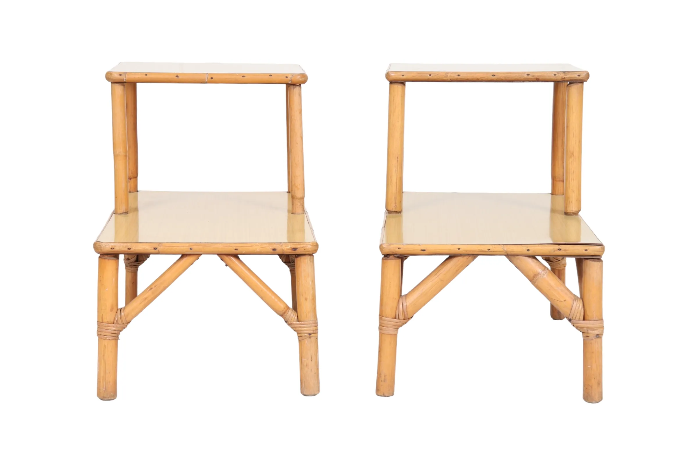 Bamboo Two Tier Side Tables - a Pair - Interesting Things