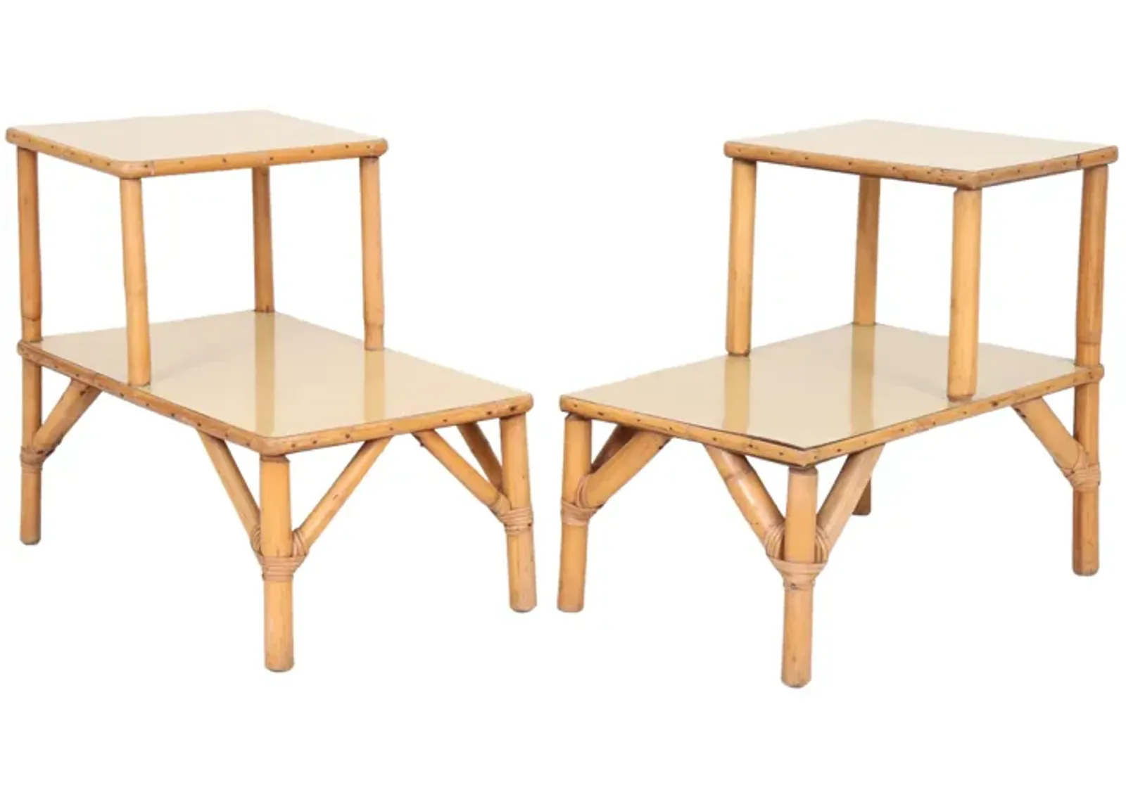 Bamboo Two Tier Side Tables - a Pair - Interesting Things