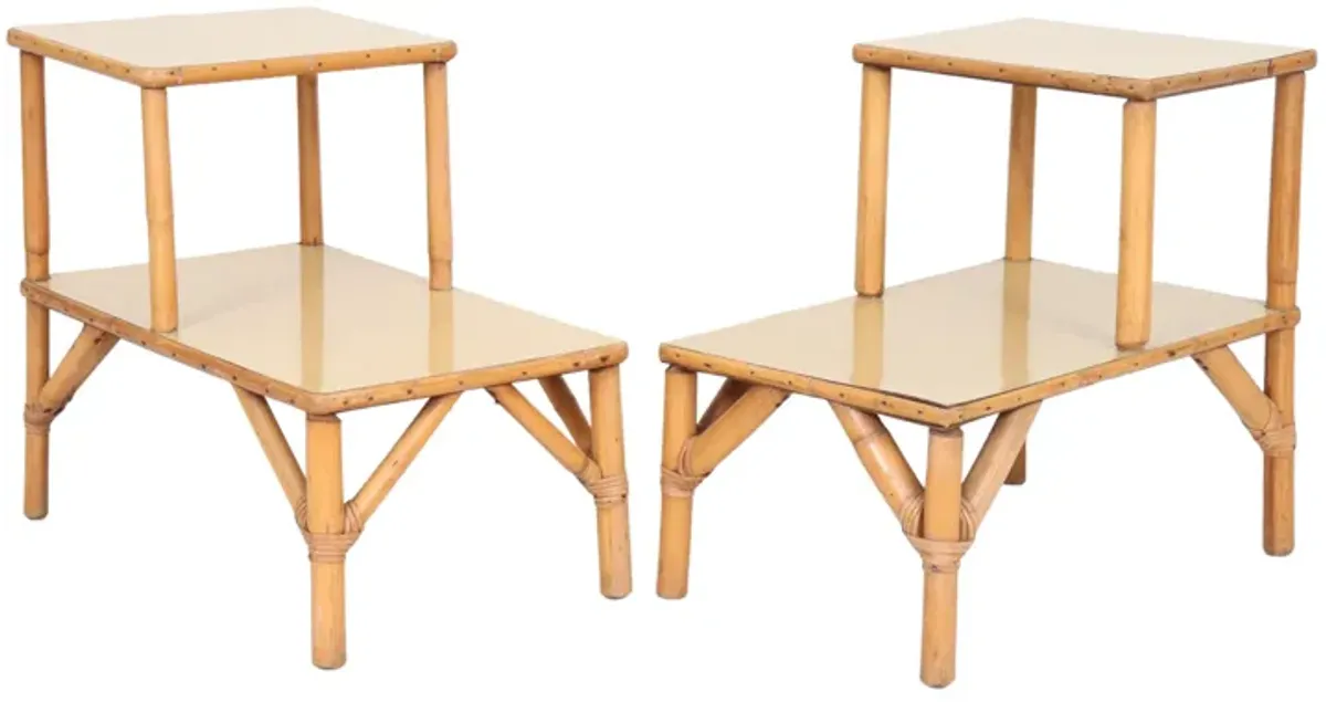 Bamboo Two Tier Side Tables - a Pair - Interesting Things