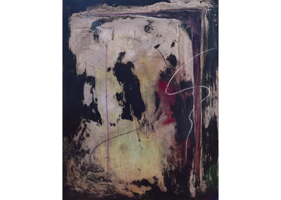 Large Mid Century Abstract Painting - Antiquarian Art Company - Black