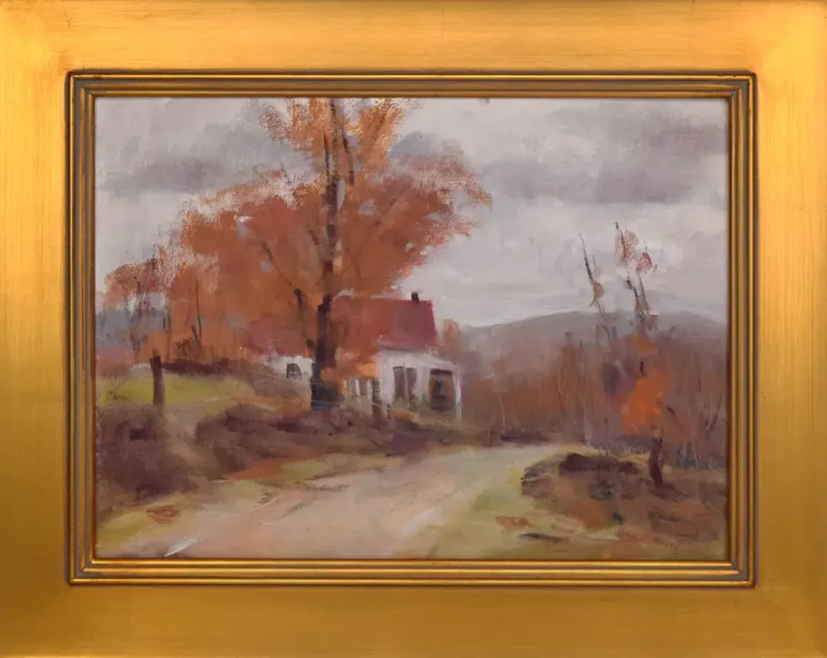 Vintage Impressionist Landscape H Barton - Antiquarian Art Company - Brown