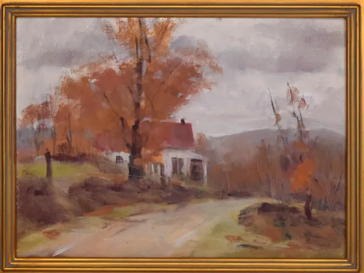 Vintage Impressionist Landscape H Barton - Antiquarian Art Company - Brown