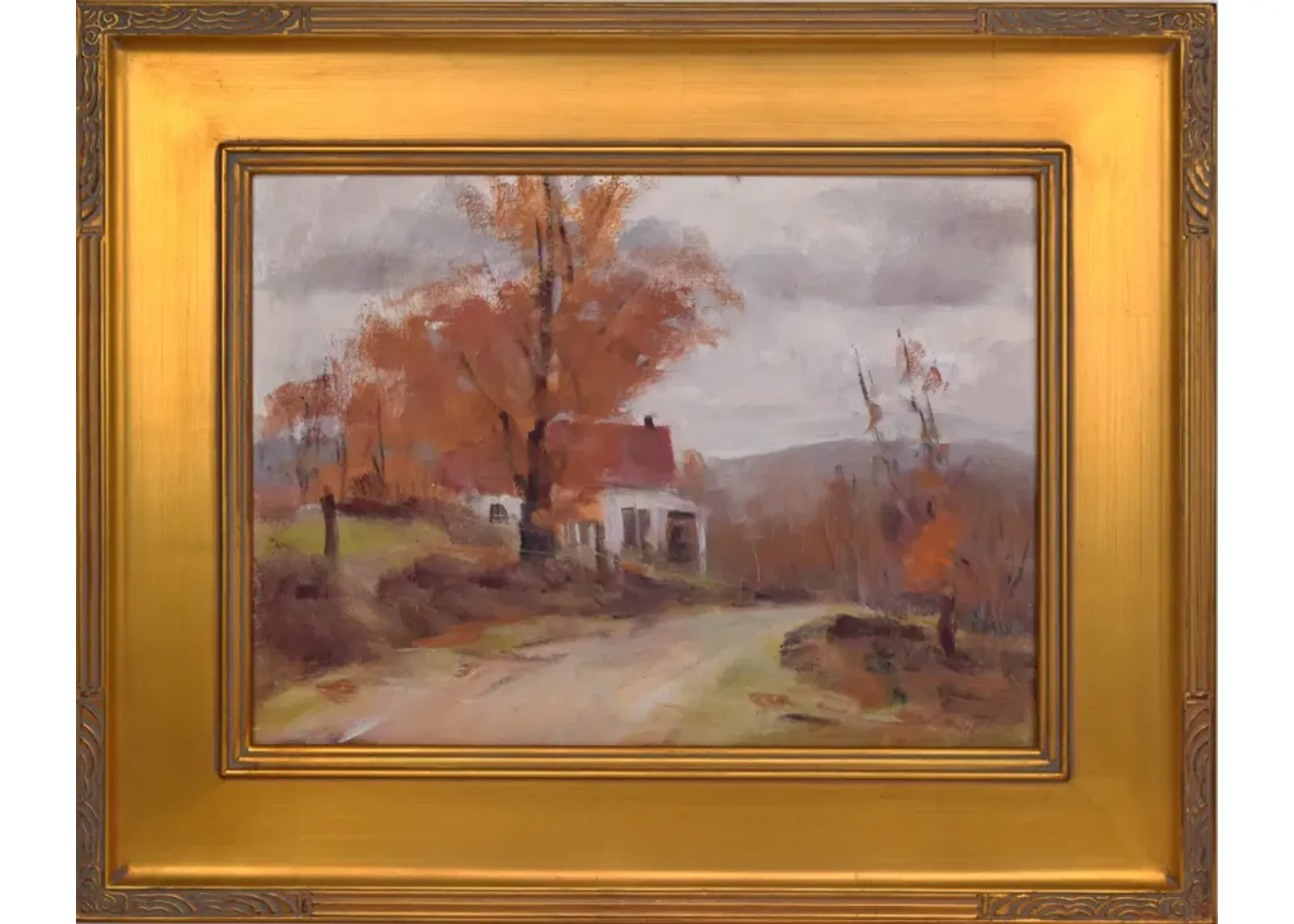 Vintage Impressionist Landscape H Barton - Antiquarian Art Company - Brown