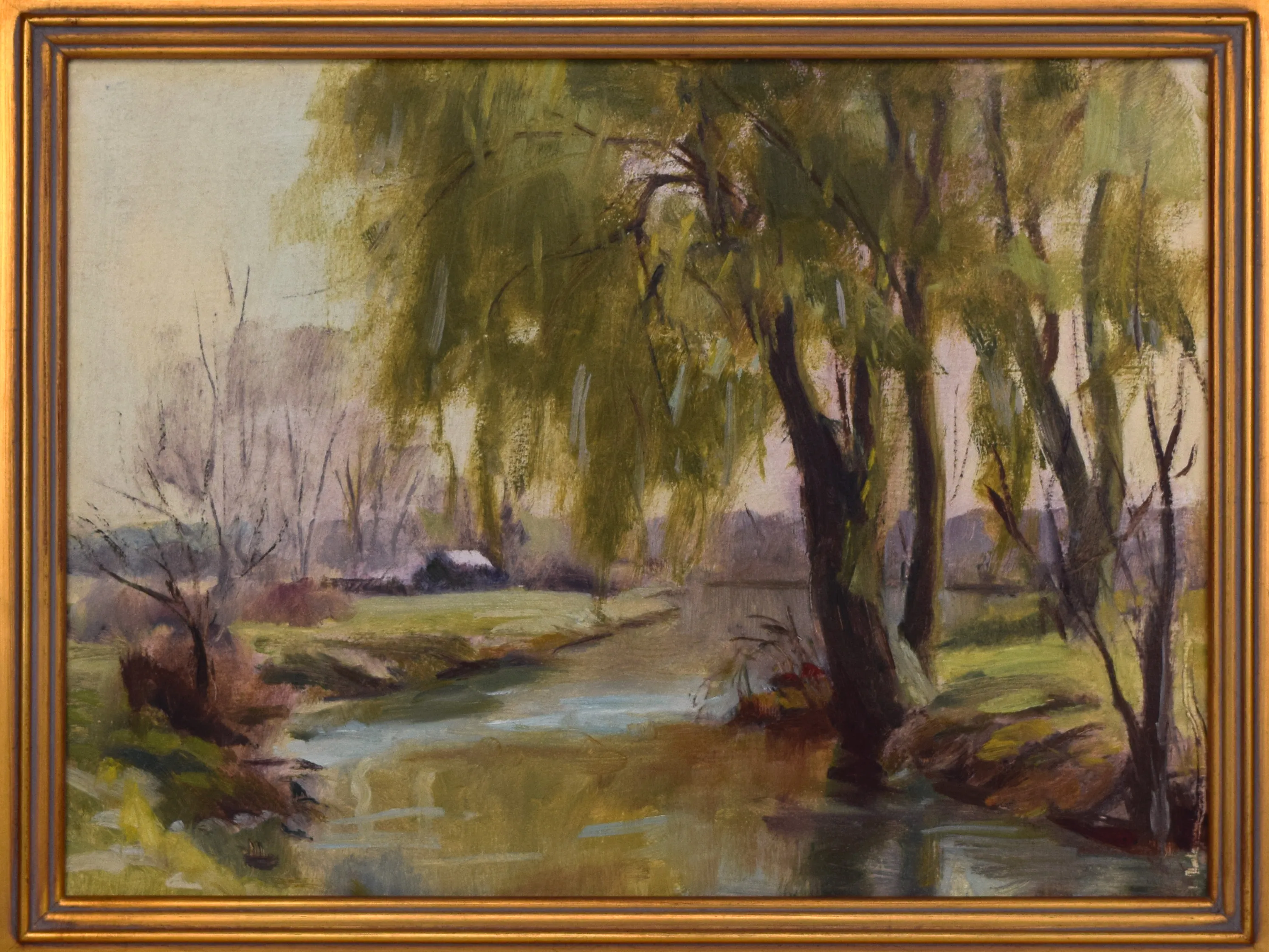 Vintage Impressionist Landscape H Barton - Antiquarian Art Company - Green