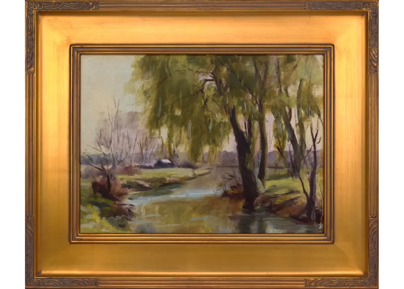 Vintage Impressionist Landscape H Barton - Antiquarian Art Company - Green