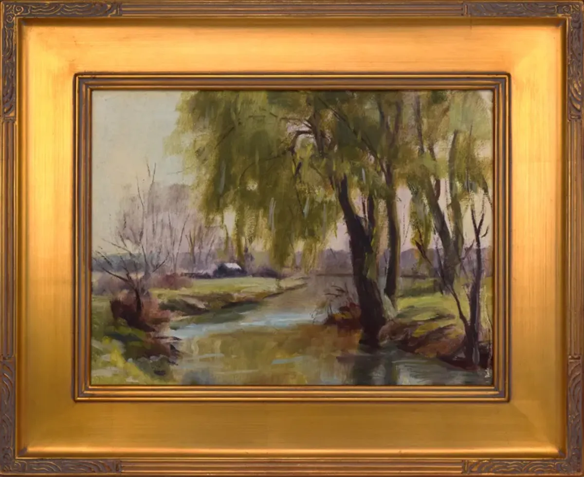 Vintage Impressionist Landscape H Barton - Antiquarian Art Company - Green