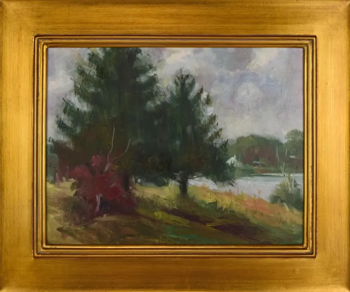 Vintage Impressionist Landscape H Barton - Antiquarian Art Company - Green