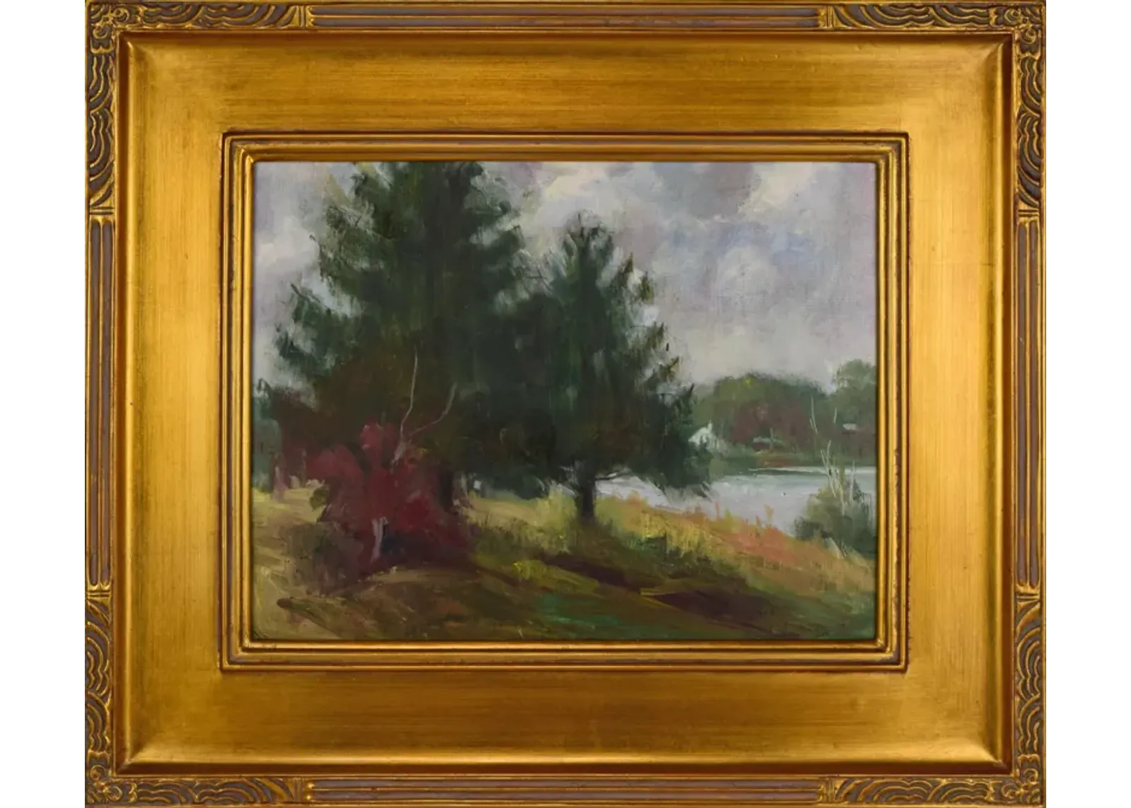 Vintage Impressionist Landscape H Barton - Antiquarian Art Company - Green