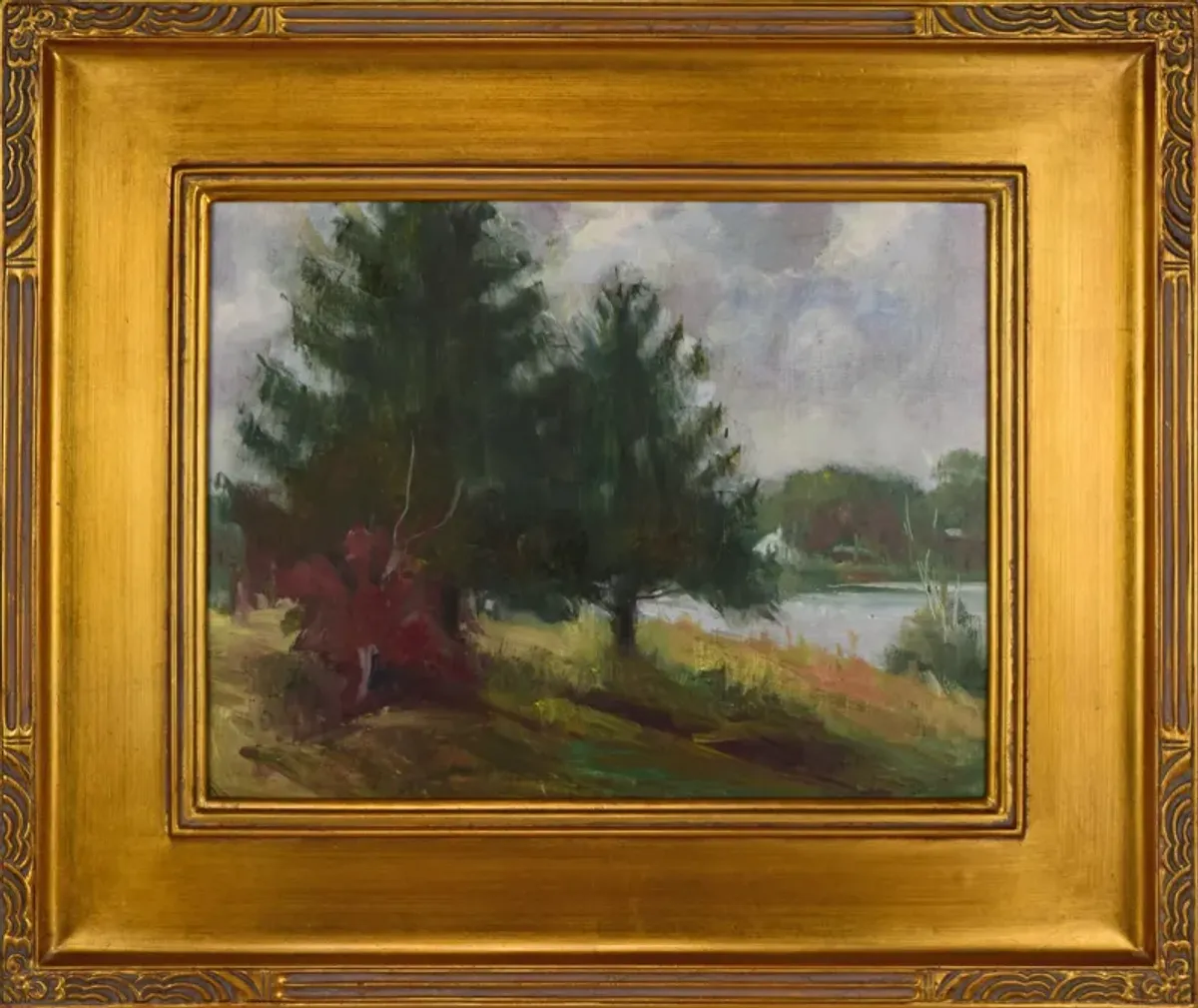 Vintage Impressionist Landscape H Barton - Antiquarian Art Company - Green