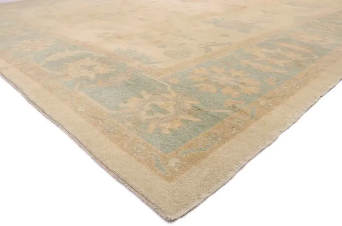 Turkish Oushak Rug - 12'10 x 15'08 - Esmaili Rugs & Antiques - Green - Green