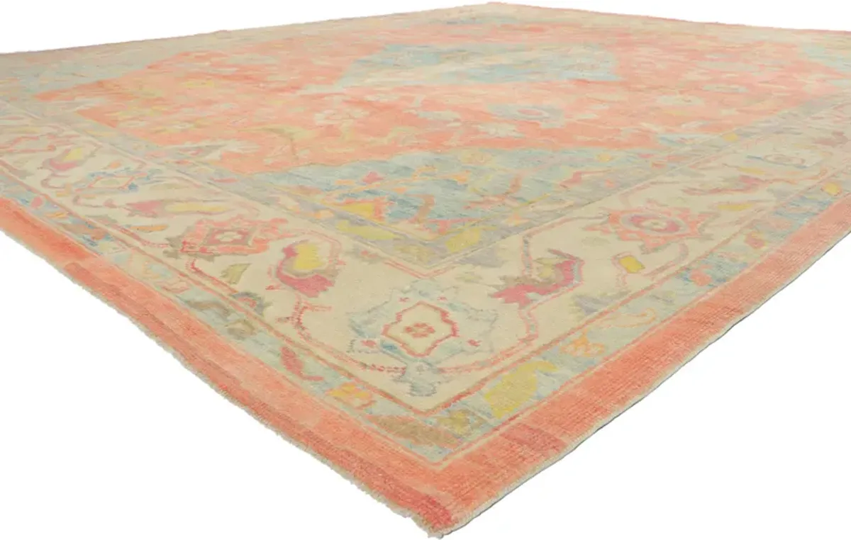 Turkish Oushak Rug - 12'10 x 15'08 - Esmaili Rugs & Antiques - Orange - Orange