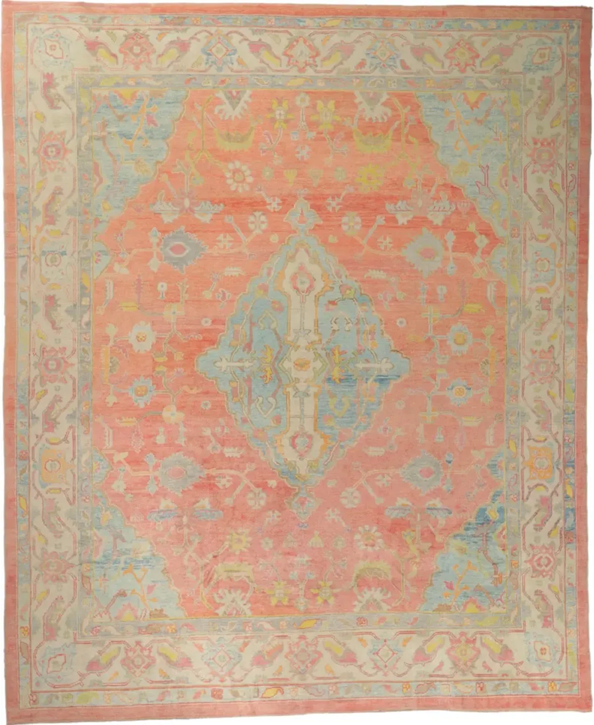 Turkish Oushak Rug - 12'10 x 15'08 - Esmaili Rugs & Antiques - orange - orange