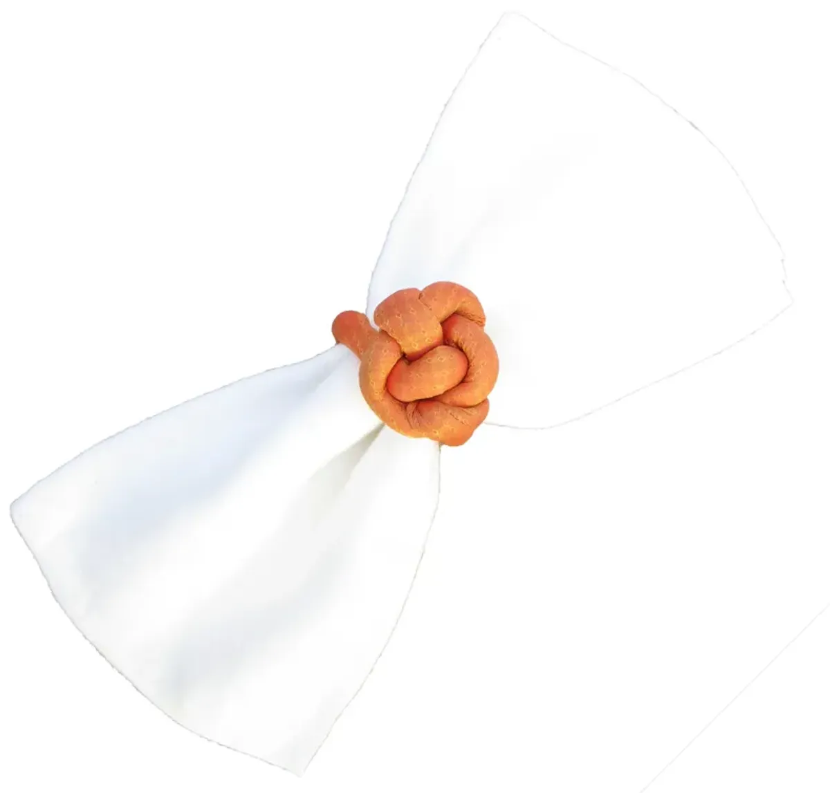 Melon Orange Fabric Knot Napkin Ring Set of 6 - Chez Vous