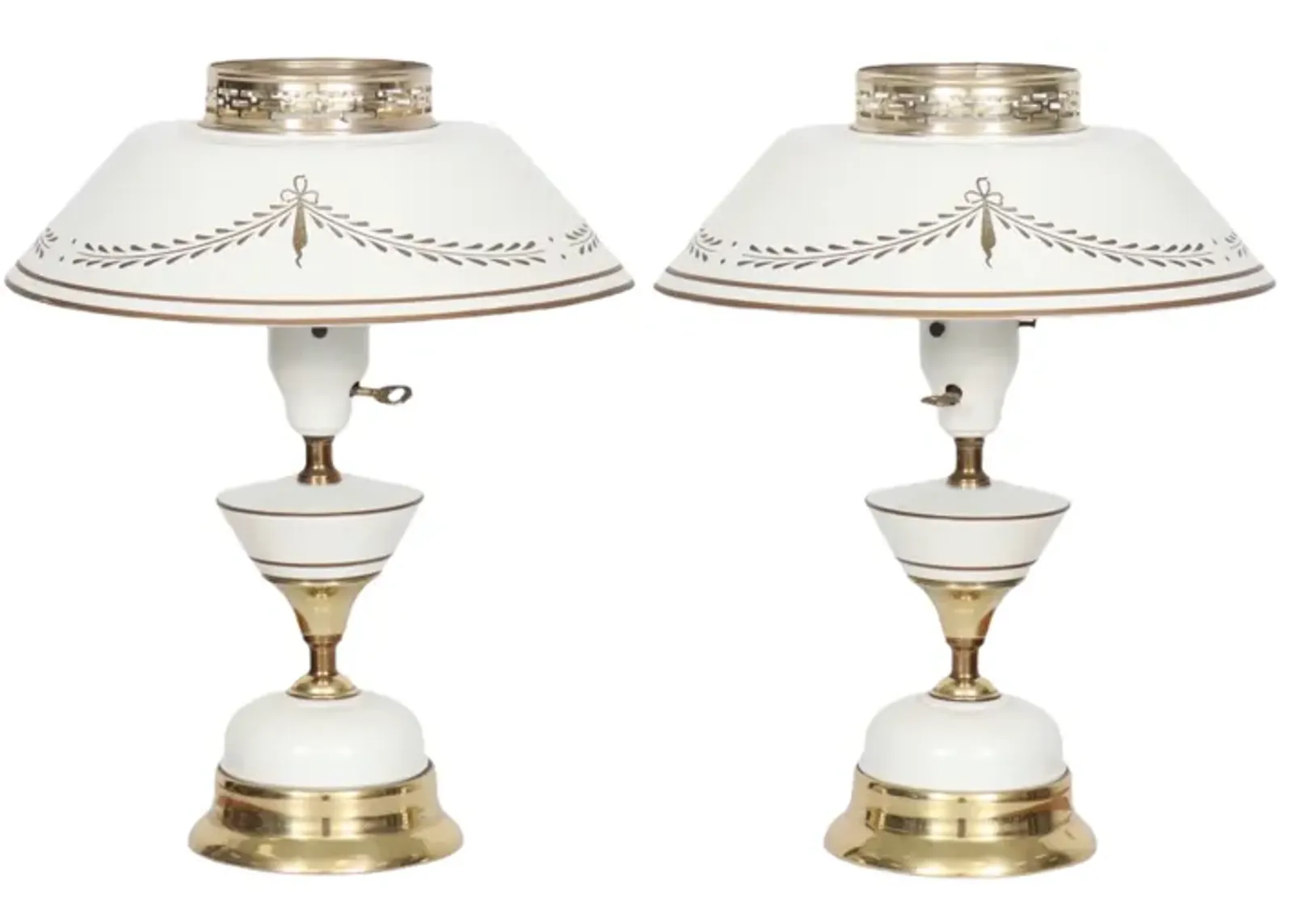 White & Gold Regency Table Lamps - a Pair - Interesting Things