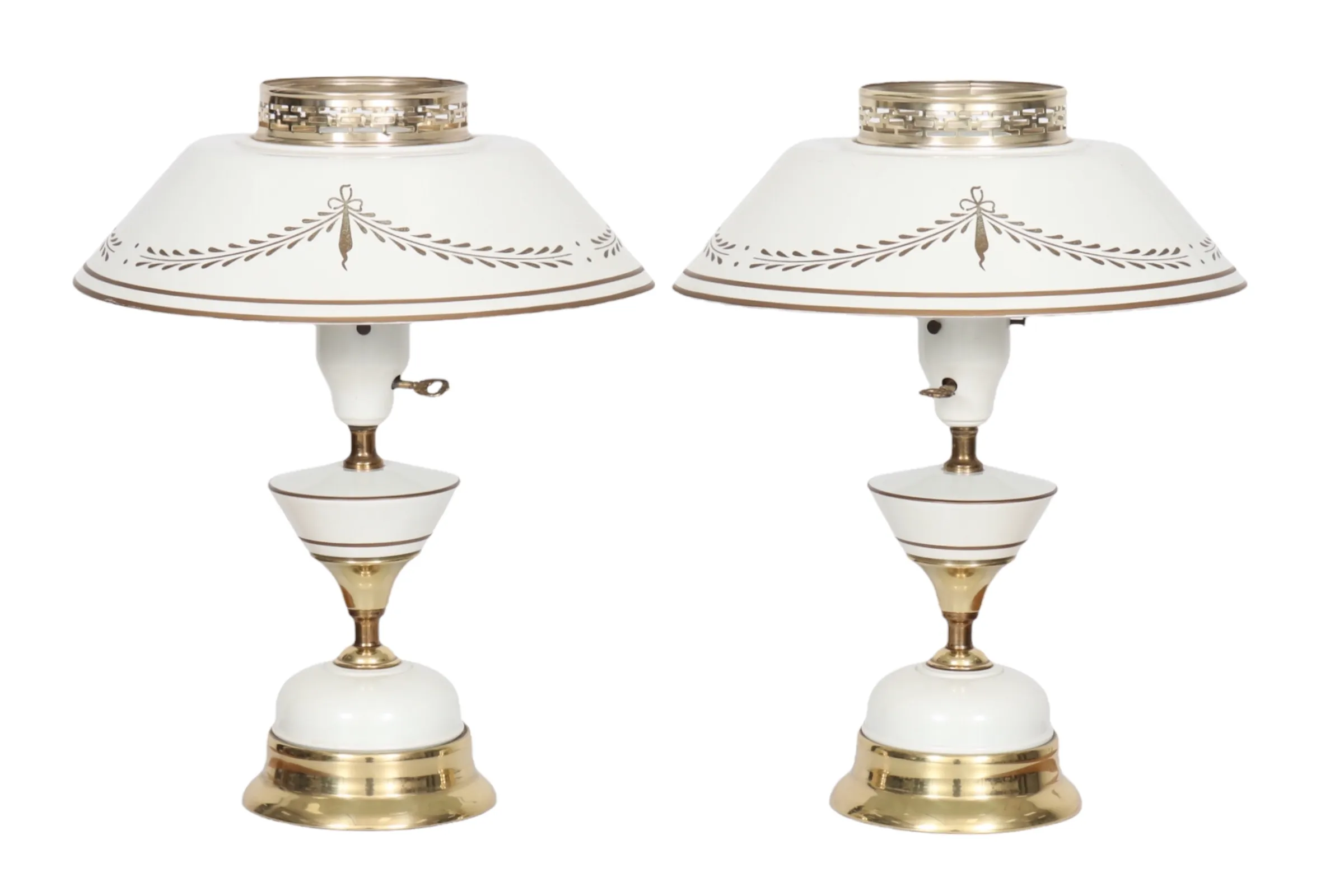 White & Gold Regency Table Lamps - a Pair - Interesting Things