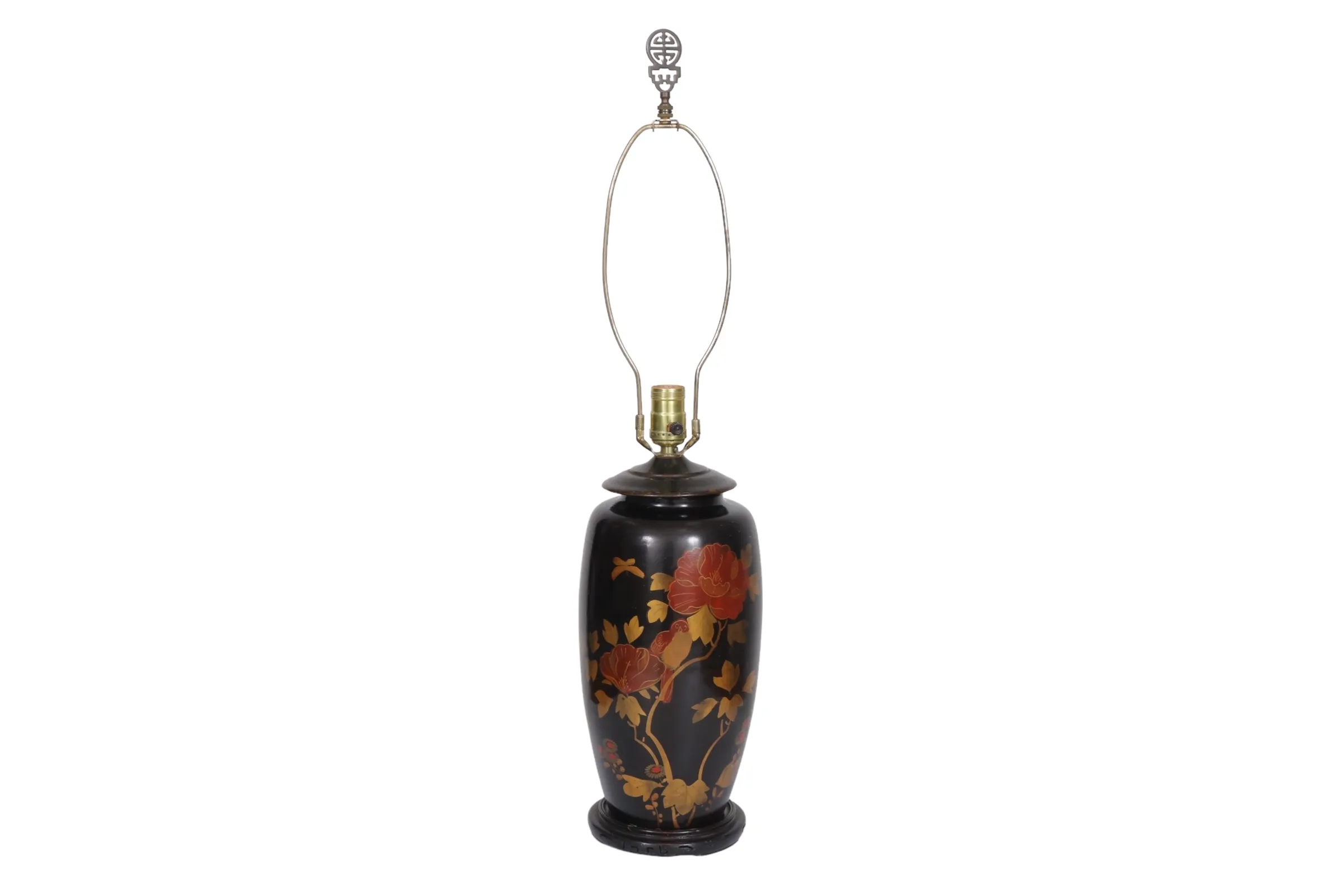 Chinoiserie Black Japanned Table Lamp - Interesting Things