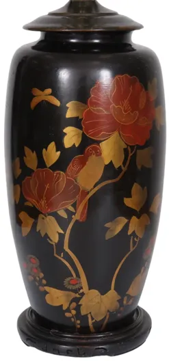 Chinoiserie Black Japanned Table Lamp - Interesting Things