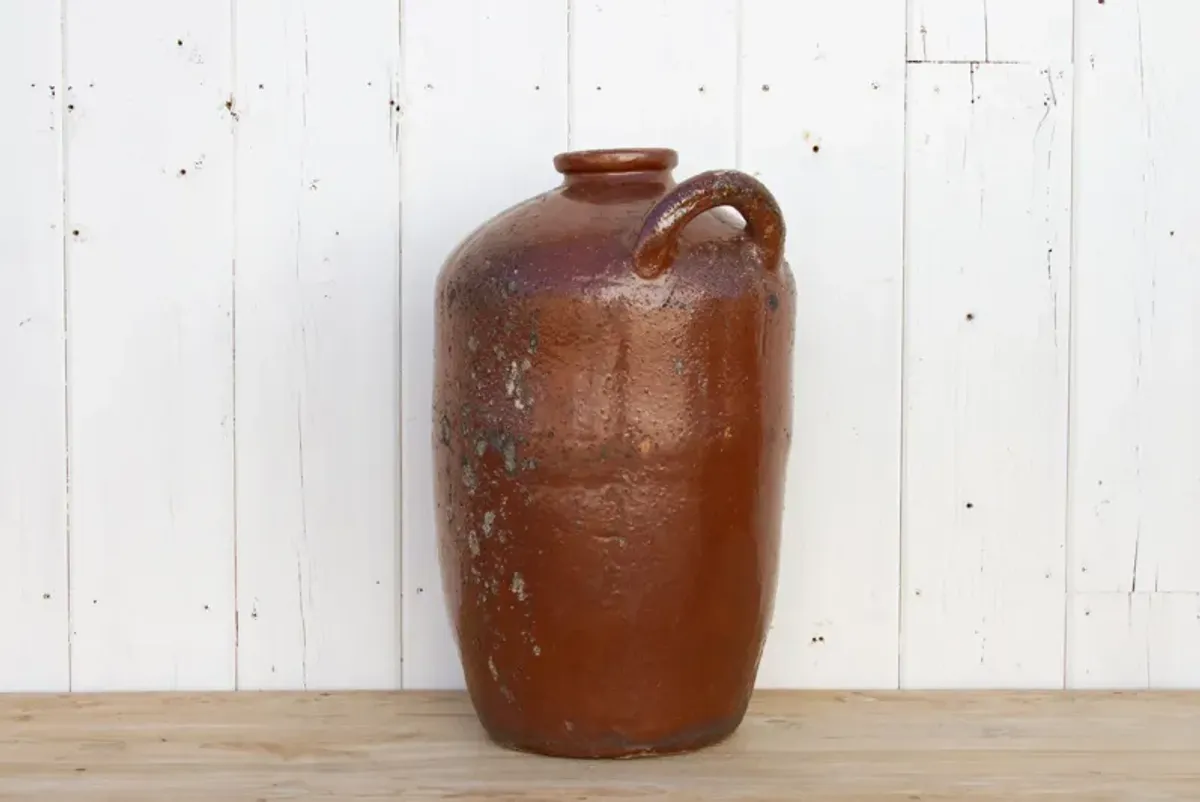 Large Glazed Terracotta Spanish Jug - de-cor - Brown