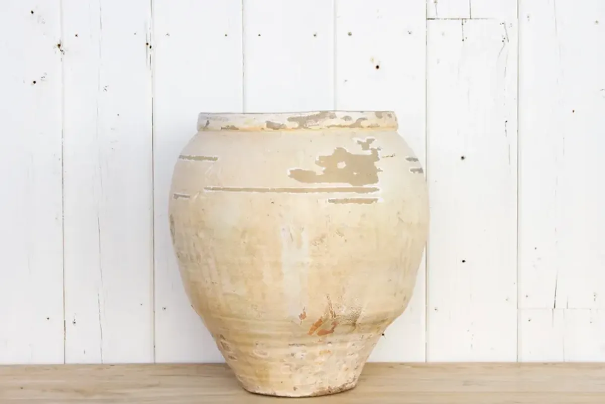 Large White Glazed Farmhouse Vase - de-cor