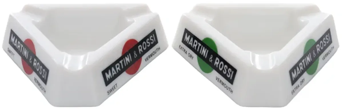 Martini & Rossi French Ashtrays - a Pair - Interesting Things - White