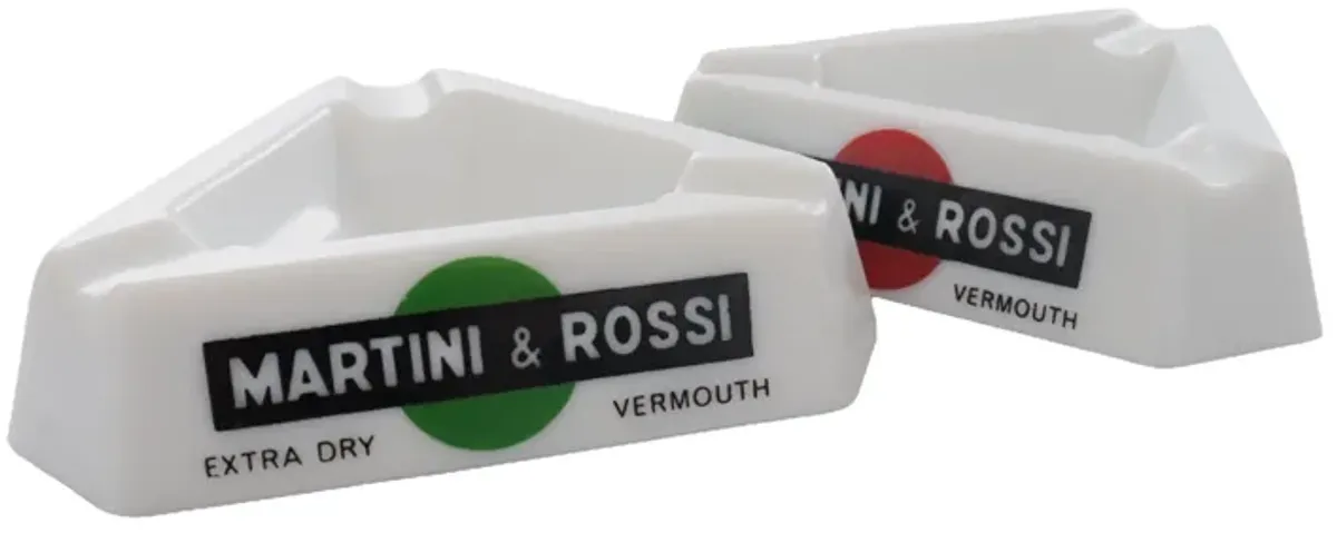 Martini & Rossi French Ashtrays - a Pair - Interesting Things - White