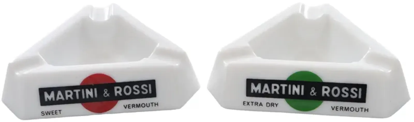 Martini & Rossi French Ashtrays - a Pair - Interesting Things - White