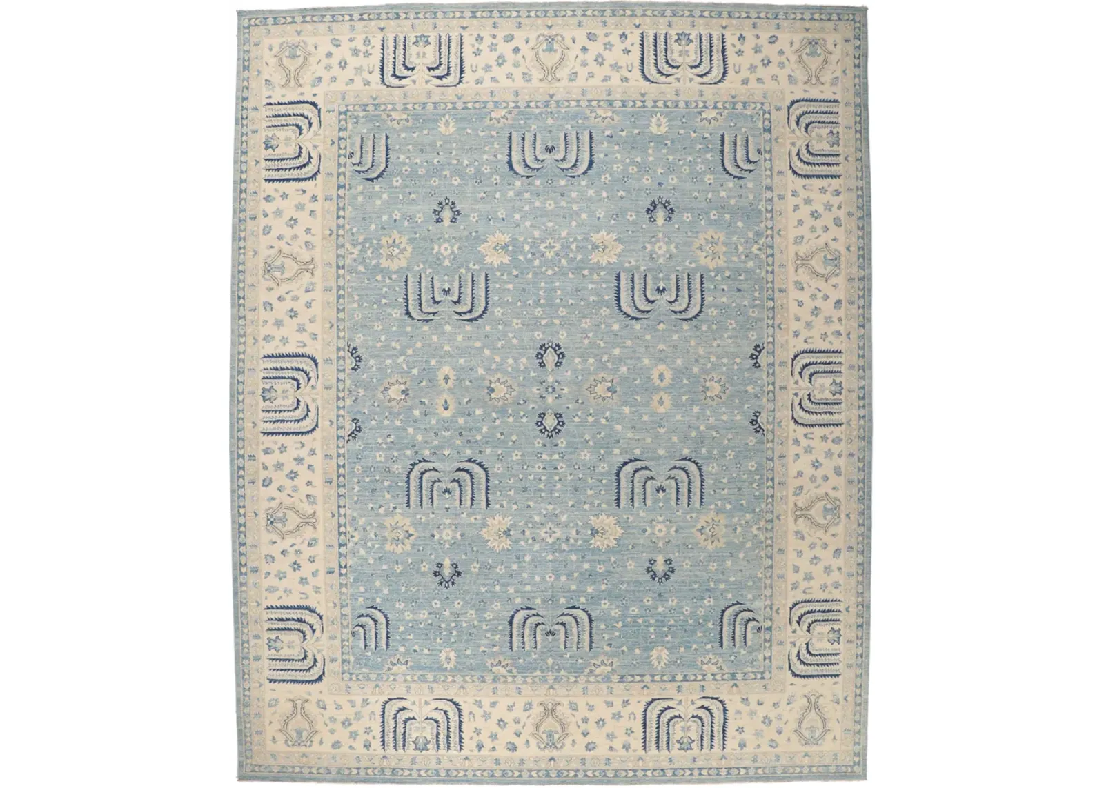 Sky Blue Oushak Rug - 11'11 x 14'07 - Esmaili Rugs & Antiques - blue