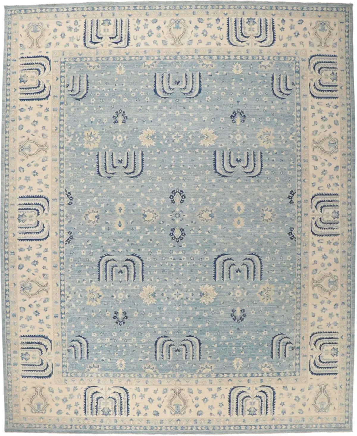 Sky Blue Oushak Rug - 11'11 x 14'07 - Esmaili Rugs & Antiques - blue