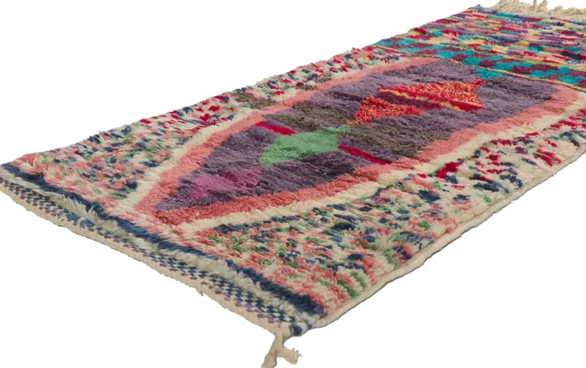 Colorrful Moroccan Rug - 2'6 x 5'9 - Esmaili Rugs & Antiques - Pink - Pink