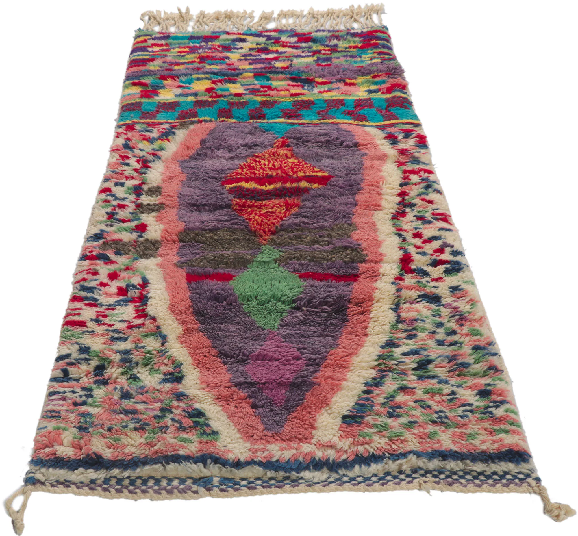 Colorrful Moroccan Rug - 2'6 x 5'9 - Esmaili Rugs & Antiques - Pink - Pink