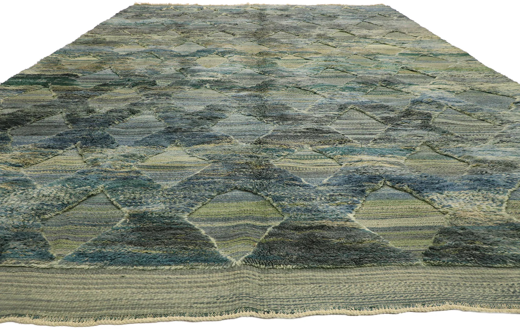 Berber Moroccan Rug - 10'01 x 16'01 - Esmaili Rugs & Antiques - Green - Green