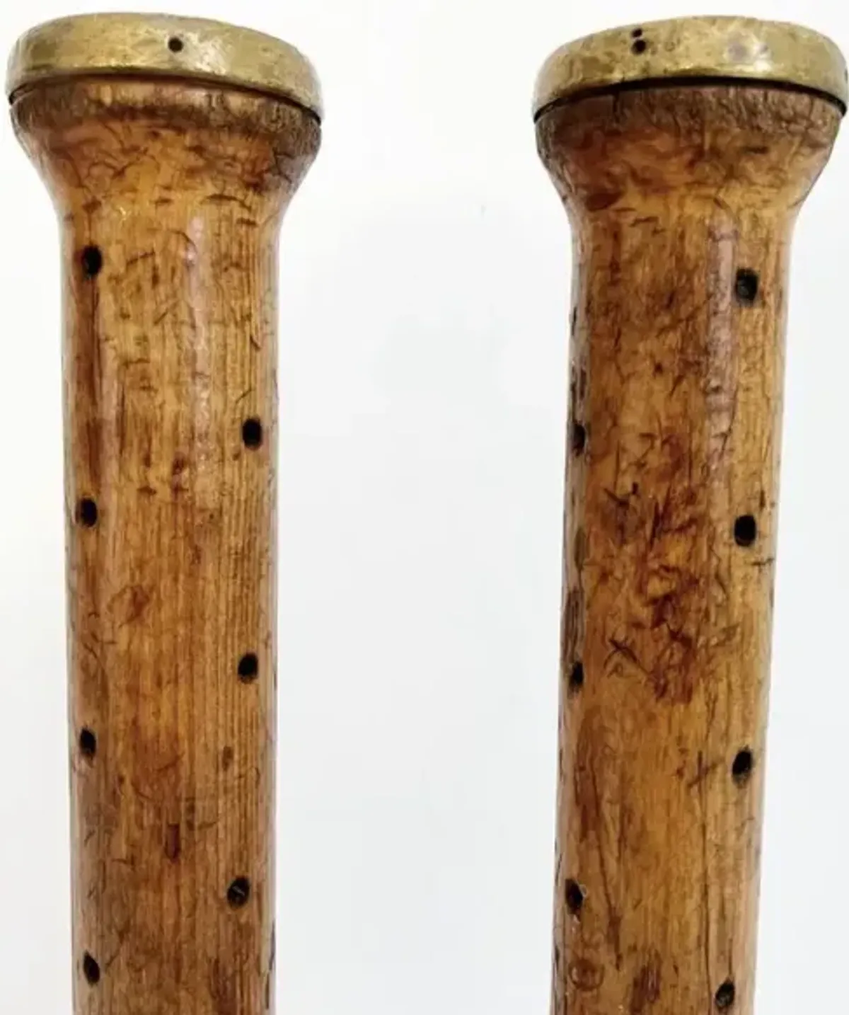 1960s Wood & Brass Candlesticks - Set of 2 - C the Light Interiors - Gold