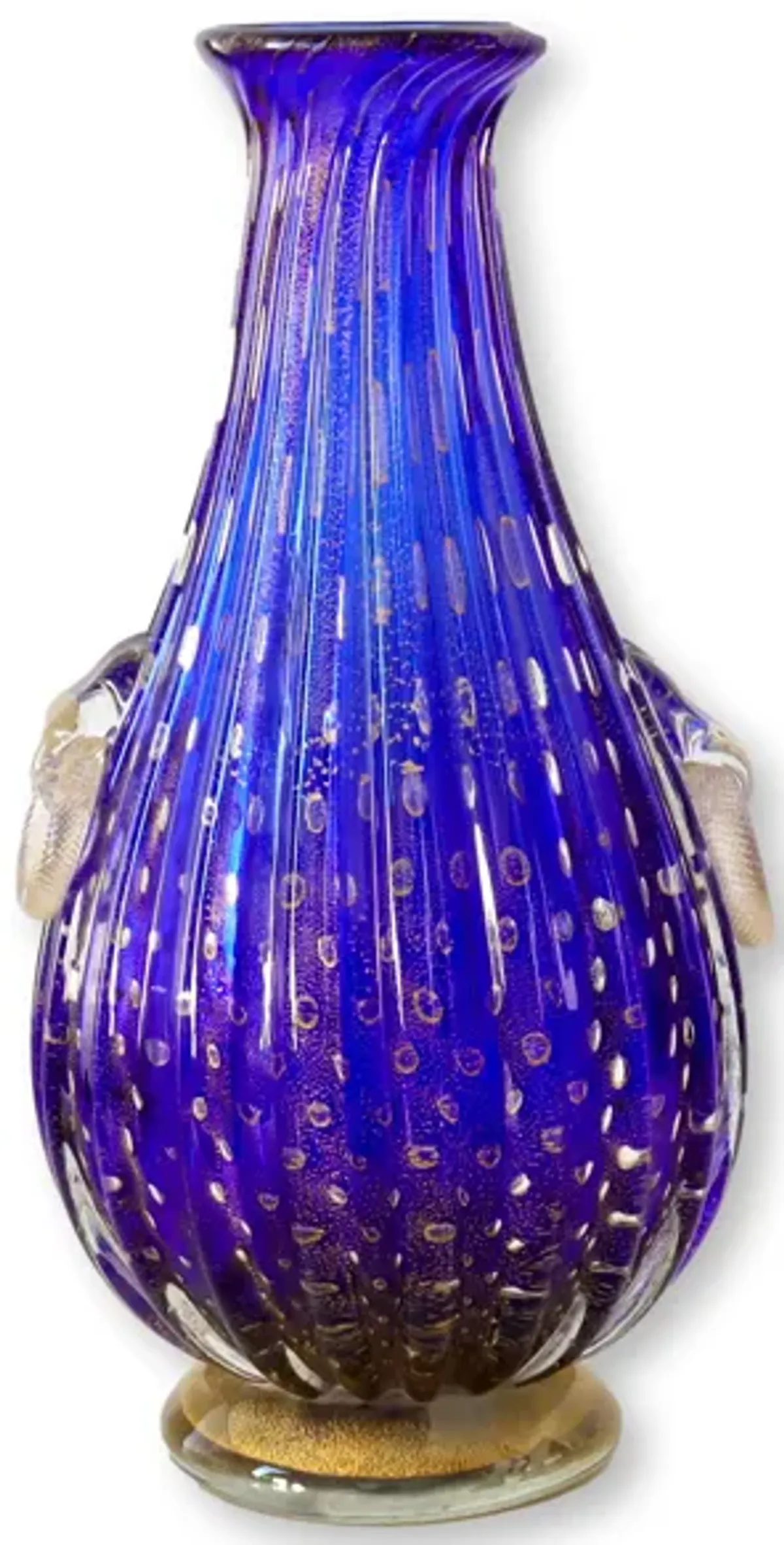 Large Italian Murano Venetian Glass Vase - Rose Victoria - Blue