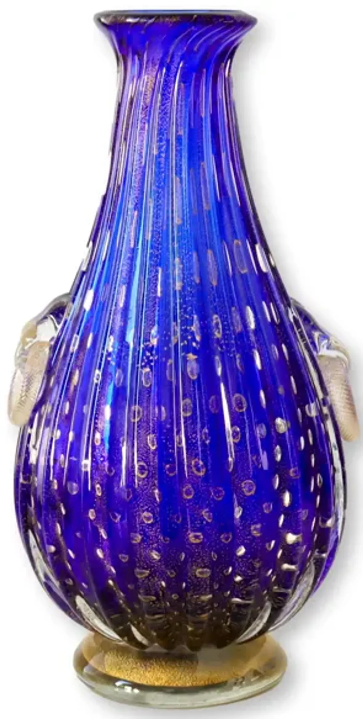 Large Italian Murano Venetian Glass Vase - Rose Victoria - Blue