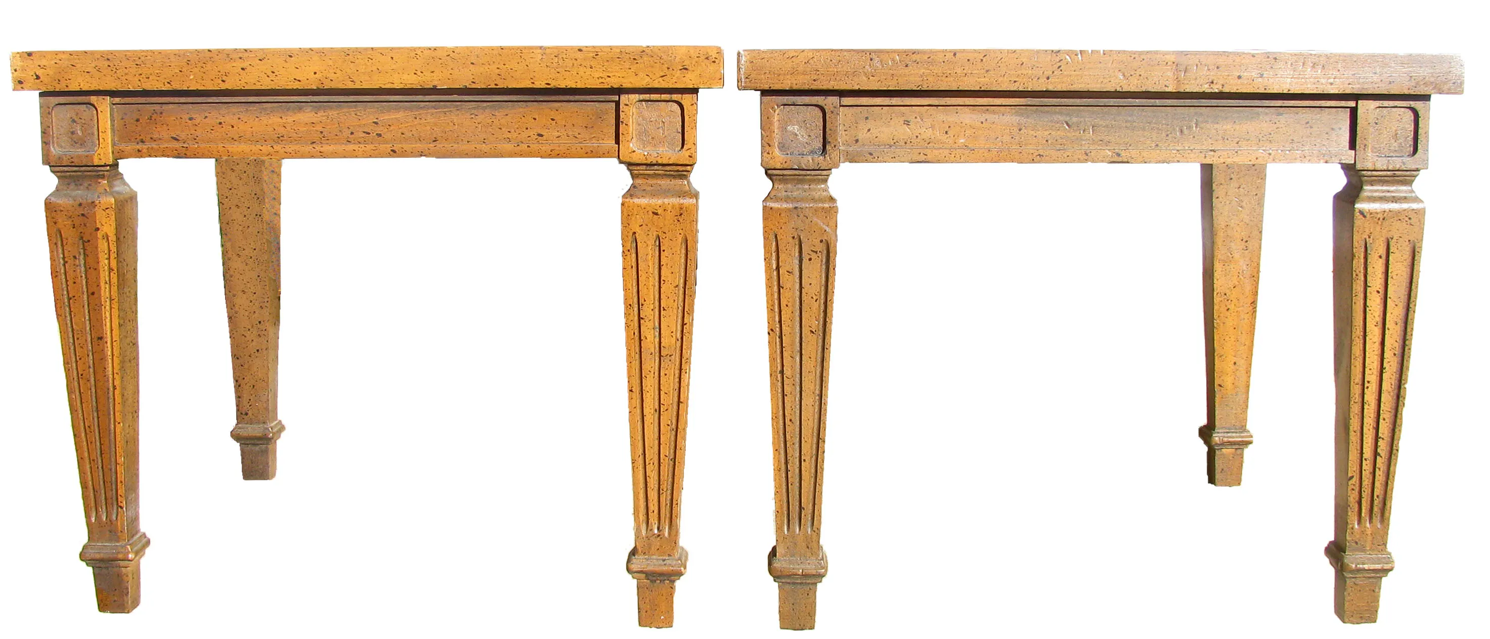 Regency Style Wood & Cane Accent Tables - Chez Vous - Brown - 18" L x 18" W x 15" H
