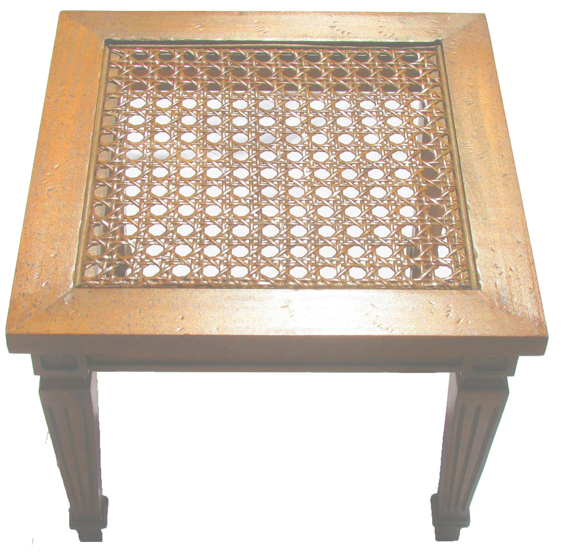 Regency Style Wood & Cane Accent Tables - Chez Vous - Brown - 18" L x 18" W x 15" H