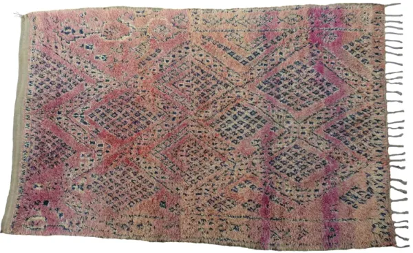 1970 Lavender and Indigo Beni Mguild Rug - Habibi Imports - Purple - Purple