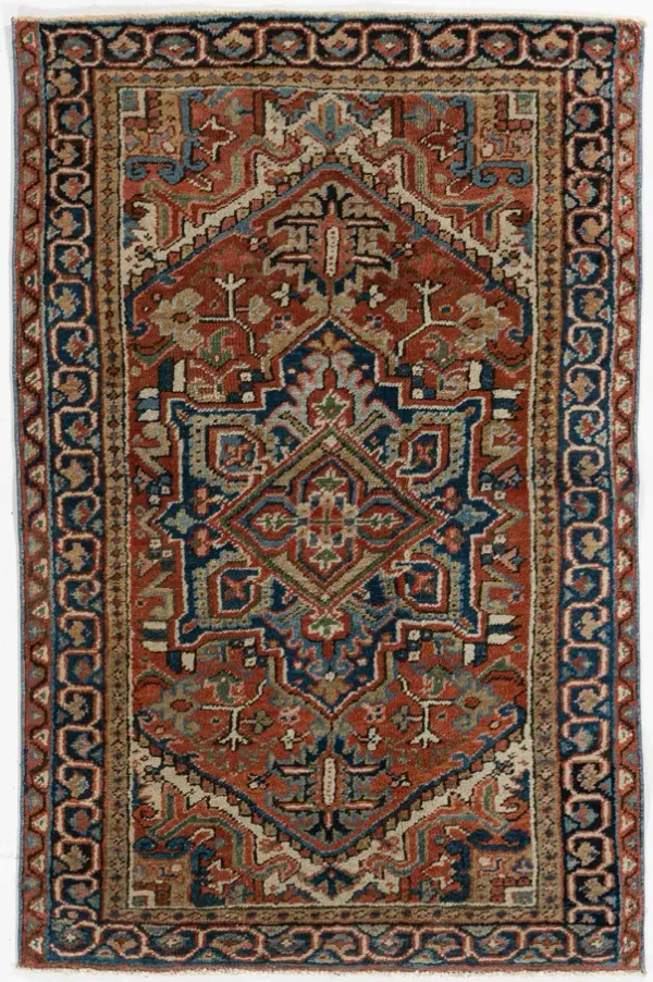 Persian Heriz Area Rug 3' X 4'4 - Red - Red