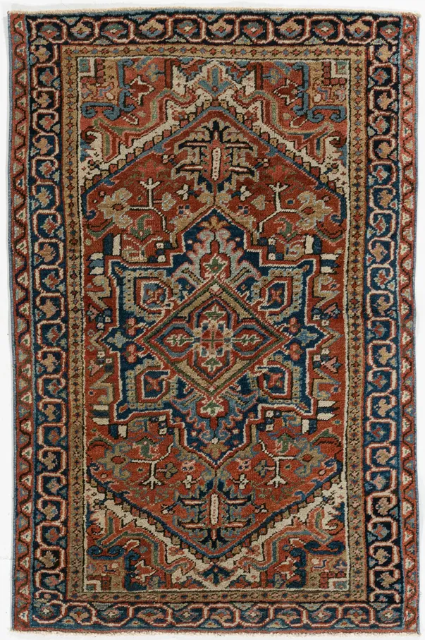 Persian Heriz Area Rug 3' X 4'4 - red - red