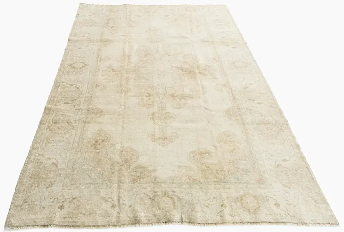 Turkish Oushak Area Rug 4'7 X 7' - white - white