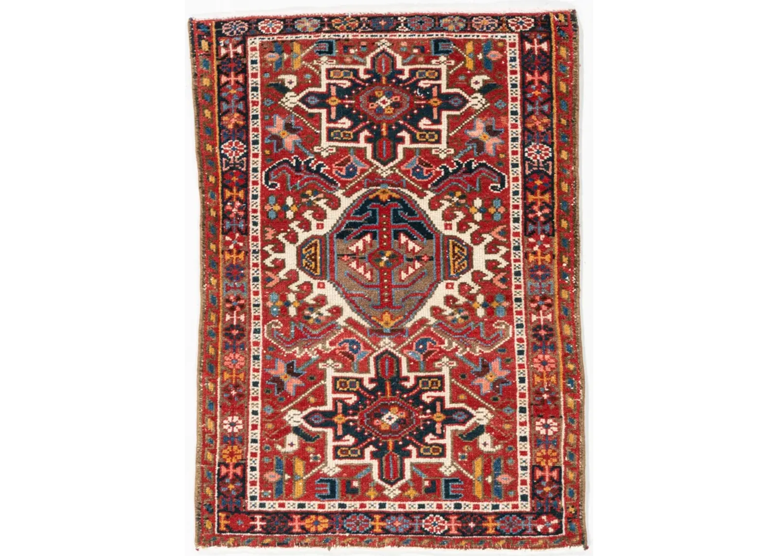 Persian Heriz Area Rug 2' X 2'9 - red - red