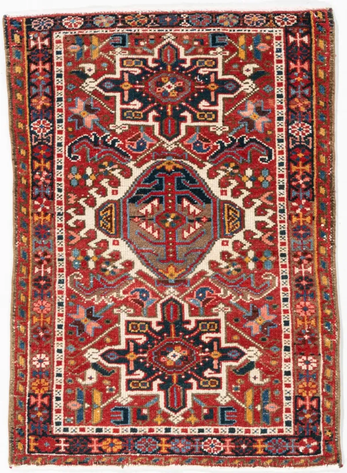 Persian Heriz Area Rug 2' X 2'9 - red - red