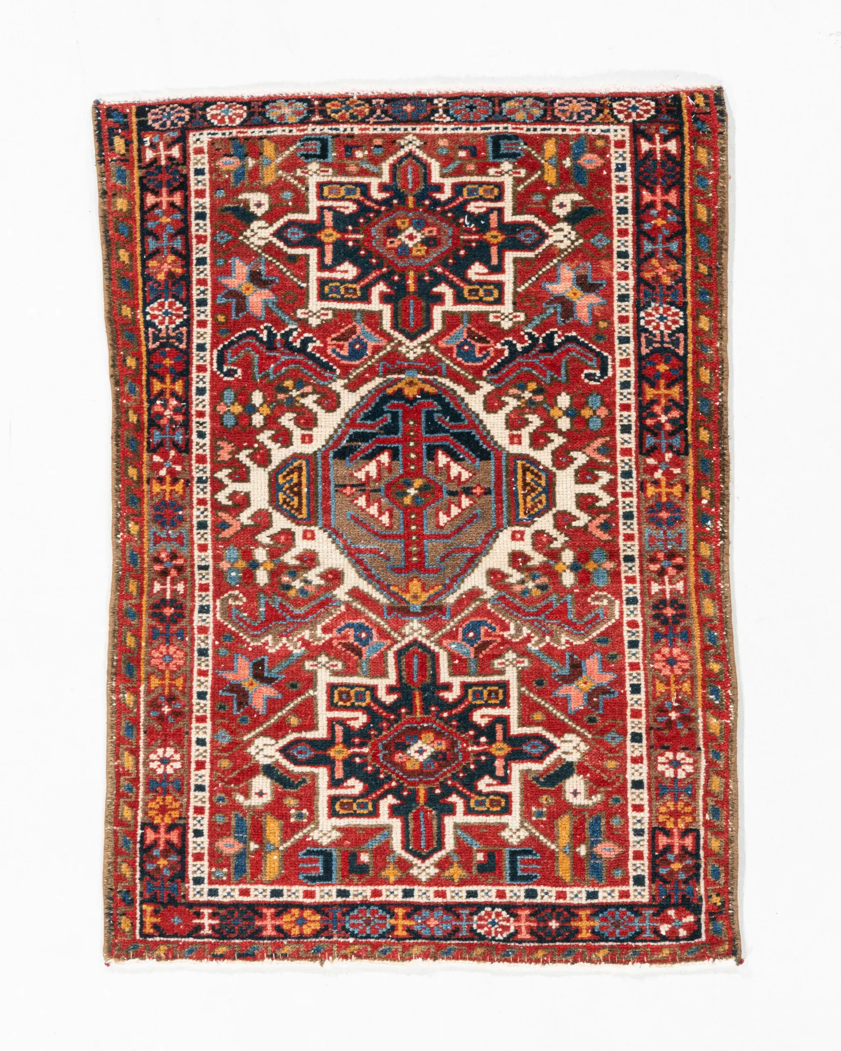 Persian Heriz Area Rug 2' X 2'9 - red - red