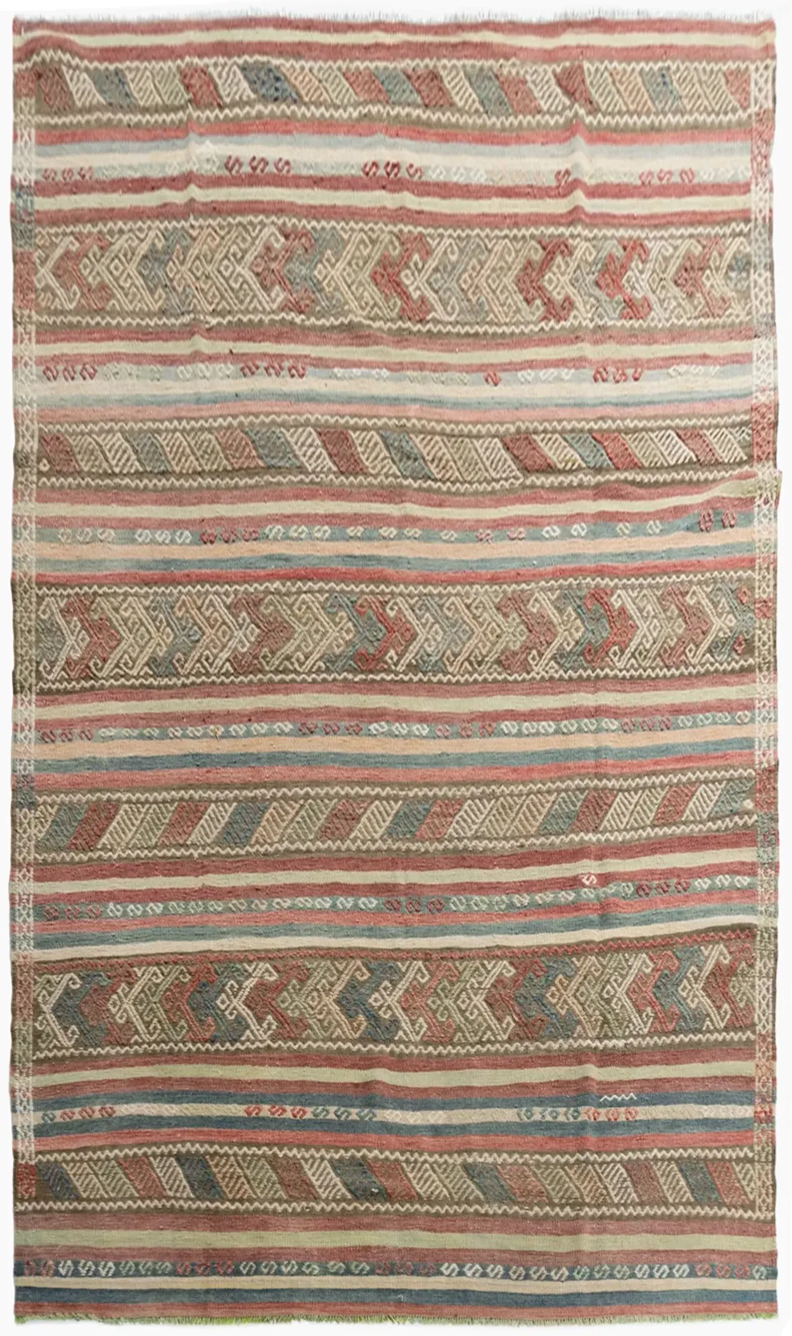 Turkish Flatweave Jajim Area Rug 6'5X9’1 - blue - blue